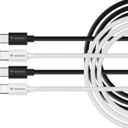 Verbatim Essentials Sync & Charge USB-C to USB-C 60W Cables 1m 2/pack Black/White