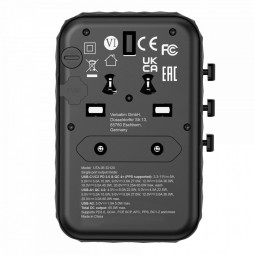 Verbatim GaN III Universal Travel Adapter UTA-05 with 2 x USB-C PD & QC 4+ & 2 x USB-A ports