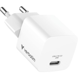 Verbatim Mini GaN Charger 20W with Cable 1m White