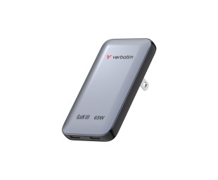 Verbatim Slim GaN Charger 2 Port 65W (EU/UK/US) Grey
