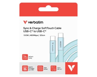 Verbatim Sync & Charge SoftTouch USB-C to USB-C 100W cable 1,2m Blue