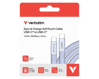 Verbatim Sync & Charge SoftTouch USB-C to USB-C 100W cable 1,2m Purple