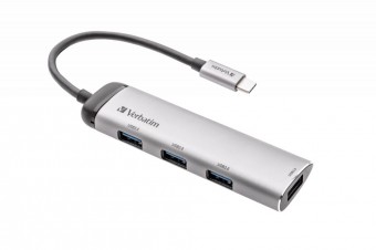 Verbatim USB-C Multiport Hub Four Port USB 3.2 Gen 1 Silver