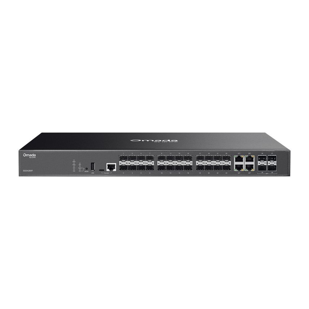 TP-Link SG5428XF Omada 24-Port SFP Stackable Lite L3 Managed Switch with 4× 10G Slots