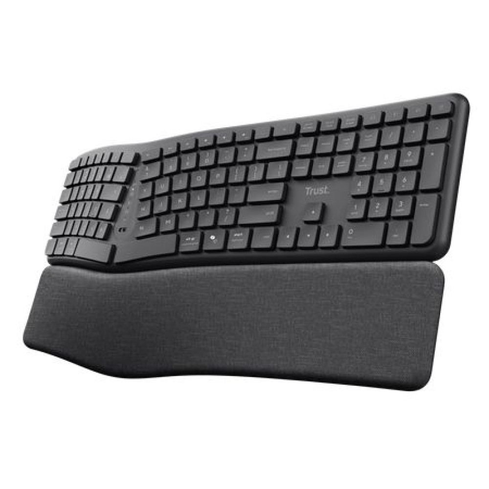 Trust Keyra Ergonomic multidevice Wireless Keyboard Black US